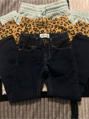 Jordache Navy Skinny Jeans with leopard and baby blue sweats BUNDLE